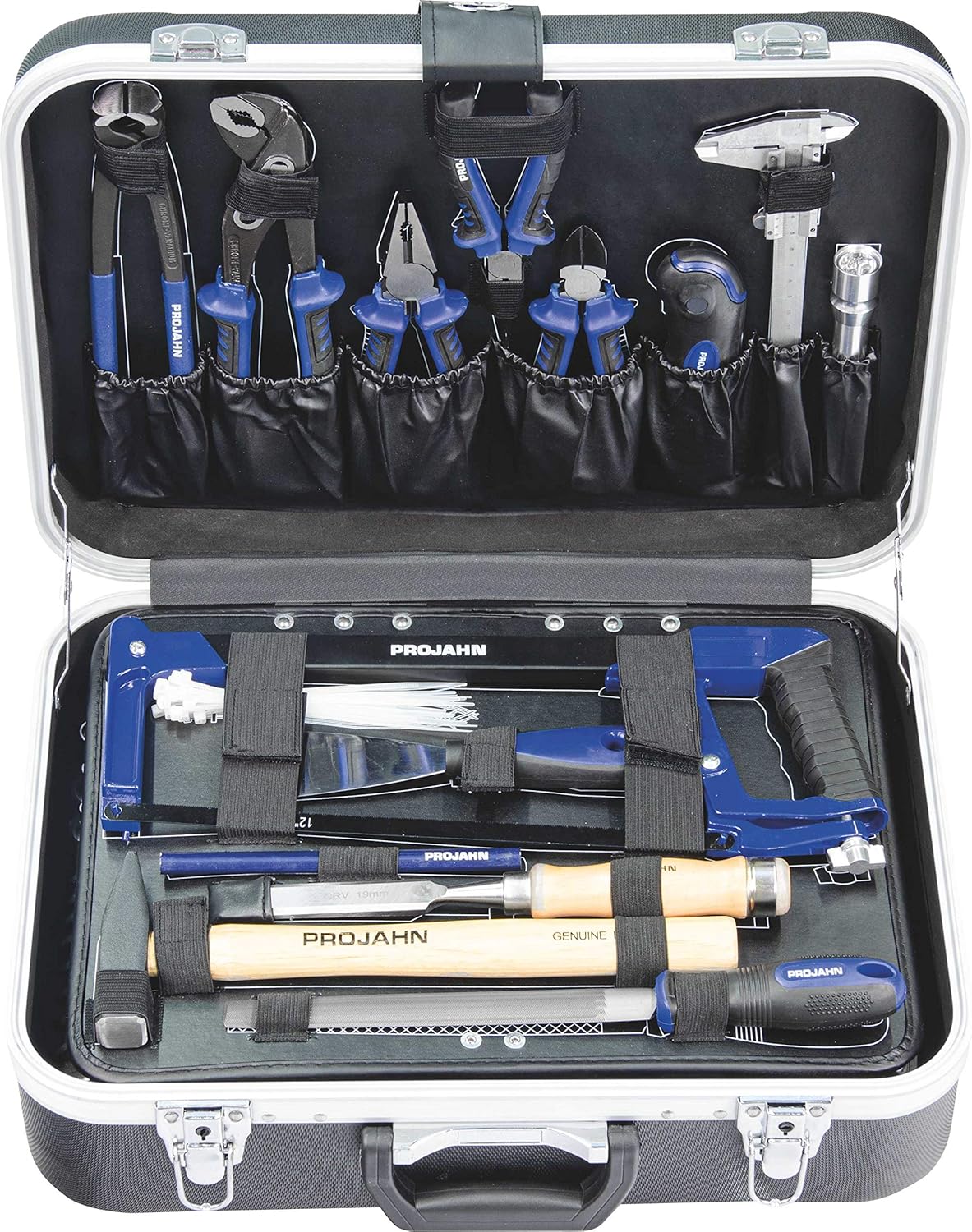 PROJAHN 8681 1/4" + 1/2" universele gereedschapskas, zwart, set van 149 stuks