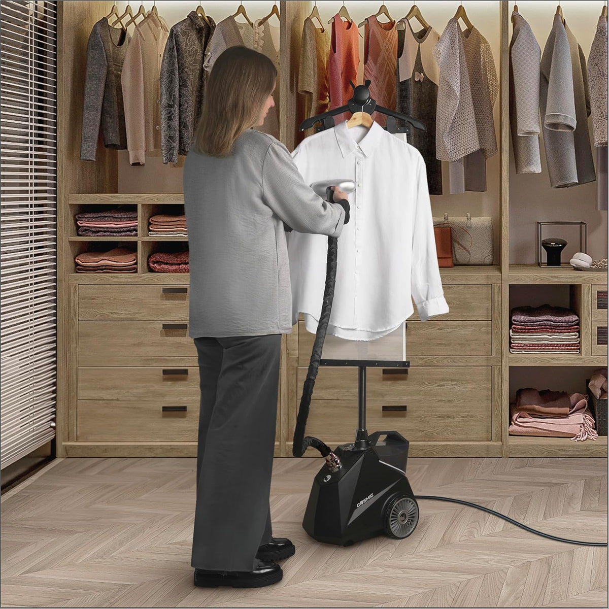 RHINO COSMIC Verticaal Stoomstrijkijzer 2350W (4 Vermogensstanden) 3,8L Tank Continue Stoom 50g/min | Strijkstation voor Kleding en Diverse Stoffen | Inclusief Pluizenborstel en Accessoires