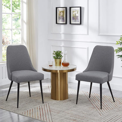 Ball & Cast Gestoffeerde keukenstoelen, set van 2, moderne eetkamer, comfortabele zijstoel met gewatteerde zitting en metalen poten, grijs