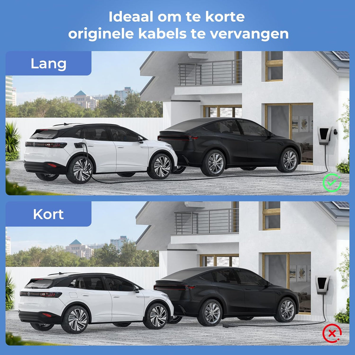 Type 2 Laadkabel Open Einde 11kW - Vervangingskabel 3-Fase 16A 10m voor Wallbox en Laadstation