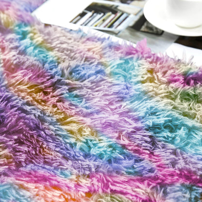 AMEHA Regenboog Pluche Tapijten Woonkamer Slaapkamer Groot 200x290 cm Kleurrijke Zachte Pluche Antislip Vloerkleed voor Kinderkamer Meisjes Jongens Kinderen Tapijt Niet-uitscheurend