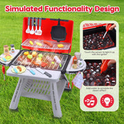 BBQ Speelgoed - Kinderbarbecue - Keuken Speelgoed - Realistische BBQ Grill - met Rook - Keukenaccessoires - Barbecue - voor Kinderen - 44 x 33.5 x 18.5 cm - Rood/Grijs