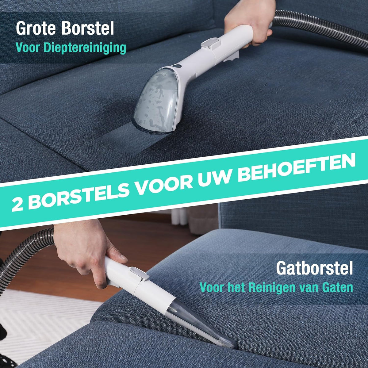 Draadloze Tapijtreiniger – Waszuiger – Vlekkenreiniger – Stoffen Reiniger – Stofzuiger – 12000 Pa Zuigkracht – Draagbaar & Stil 75dB
