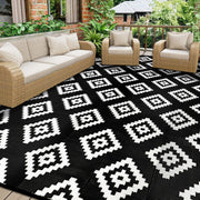 Buiten Vloerkleed - Buitenkleden - Buitentapijt - Opvouwbaar - UV-bestendig - Waterdicht - Buitenmatten - voor Buiten - Balkon - Strand - Picknick -Terras - Rechthoekig - 245 x 305 cm - Zwart