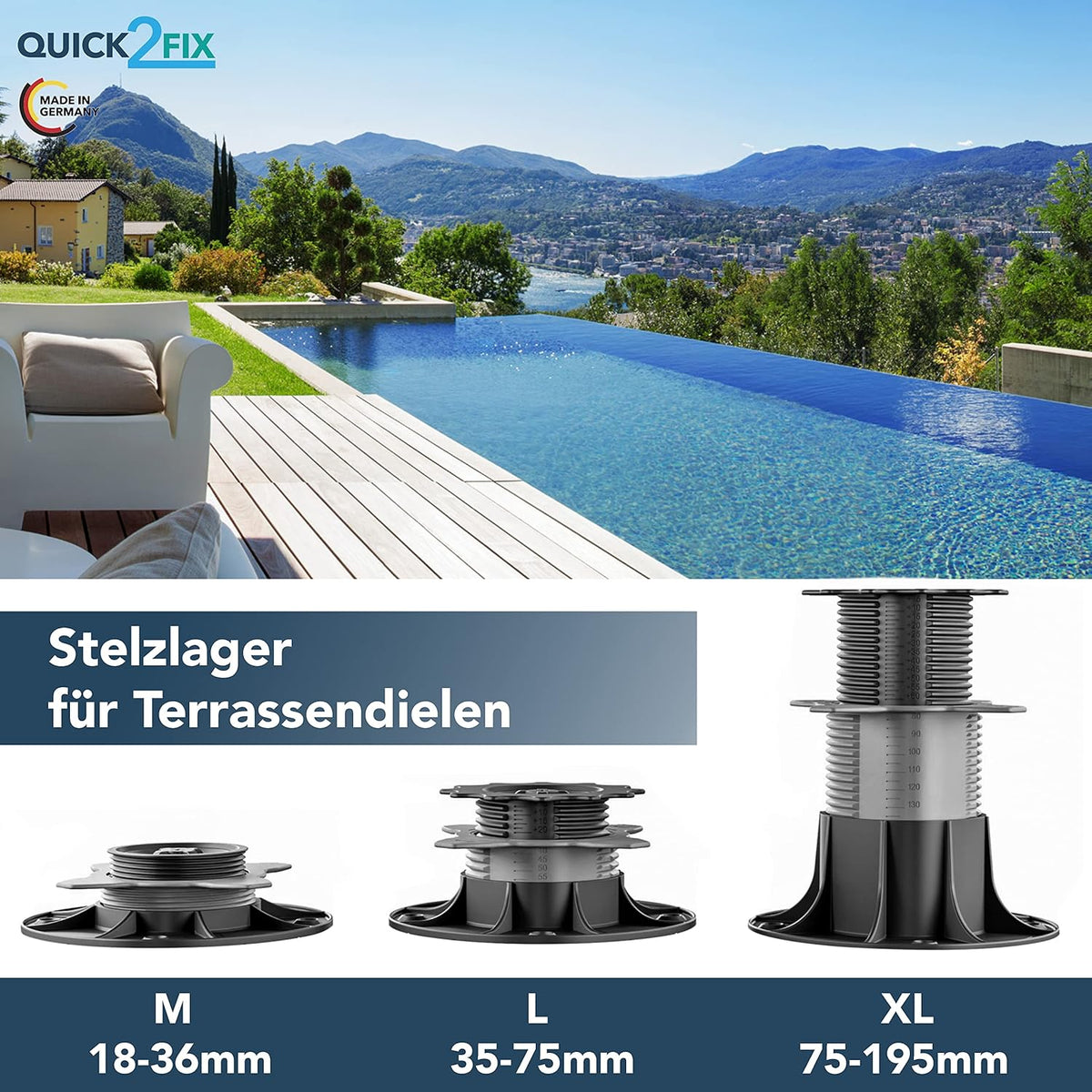 Plaatlager/stellager in hoogte verstelbaar 18-36 mm (maat M) - planksteun - | 36 stuks)
