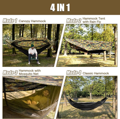 Night Cat Mosquito Net Hammock: One Piece Design Hammock with Tarpaulin, Lightweight, Portable for 1 Person, Camping, Hiking