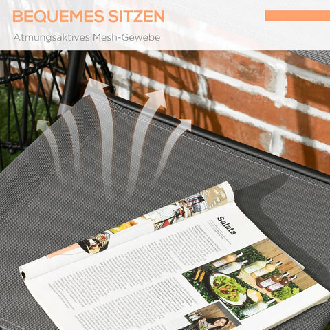 Tuinstoelen - Tuinmeubelen - 3-Delige - Tuin Eettafelstoelen - met 2 Inklapbaar Stoelen - 1 Tafel - Bistroset - Moderne Stijl - Weerbestendig - Stabiel - Ruimtebesparend - Onderhoudsvriendelijk - 50 x 72 cm Tafel - 46 x 52 x 86 cm Stoel - Zwart/Grijs