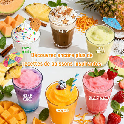 Slush-machine, 2,5 liter ijsmachine en slushie machine voor thuis, met led-display, 6 vooraf ingestelde programma's voor ijs, frappés, milkshakes, automatische reiniging (zwart)