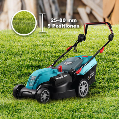 K&S Könner & Söhnen KS 42LM Elektrische grasmaaier, 1800 W, 420 mm maaibreedte, 25-80 mm maaihoogte, 5 standen, grasopvangbak van 40 liter, mulchfunctie
