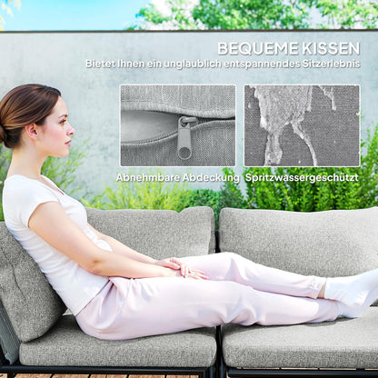 Loungeset – Tuinmeubelset – Buitenmeubels – Balkonset – Terrasmeubels – Weerbestendig Gepoedercoat Staal – Modulaire Opstelling Met Comfortabele Kussens