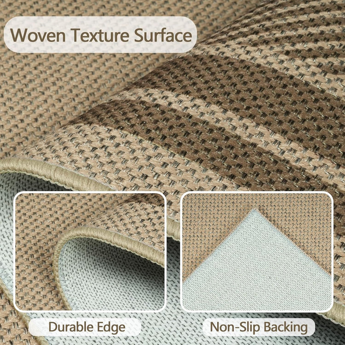 Famibay Tapijten voor woonkamer, groot, 200 x 290 cm, wasbare tapijten voor slaapkamer, jutelook, antislip vloerkleed voor woonkamer, slaapkamer, eetkamer, bruin