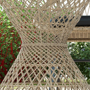 Tuintafel - Tuintafel Rond - Bijzettafeltje - Rotan Tuinmeubel - Bistrotafel - Salontafel - met UV-bescherming - Boho-Stijl - Veiligheidsglas Tafelblad - voor Terras - Tuin - Balkon - Ø45 x 52 cm - Bruin