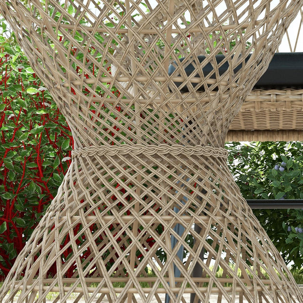 Tuintafel - Tuintafel Rond - Bijzettafeltje - Rotan Tuinmeubel - Bistrotafel - Salontafel - met UV-bescherming - Boho-Stijl - Veiligheidsglas Tafelblad - voor Terras - Tuin - Balkon - Ø45 x 52 cm - Bruin