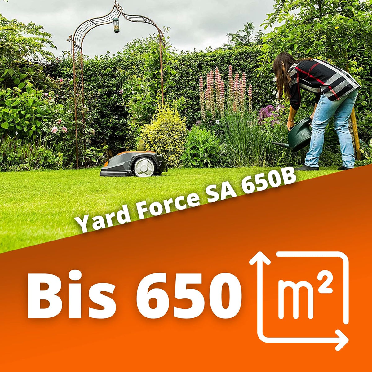 Yard Force FORCE SA650B Robotmaaier, tot 650 m², zelfrijdende grasmaaier, robot met bluetooth en app-bediening, borstelloze motor, 40% helling en 28 V/2,0 Ah lithium-ion accu, 650 m²