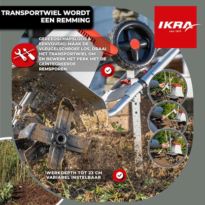 IKRA Elektrische Grondfrees IEM 1500, flexibele werkbreedte 32 & 45cm, werkdiepte tot 20cm, krachtig 1500W vermogen