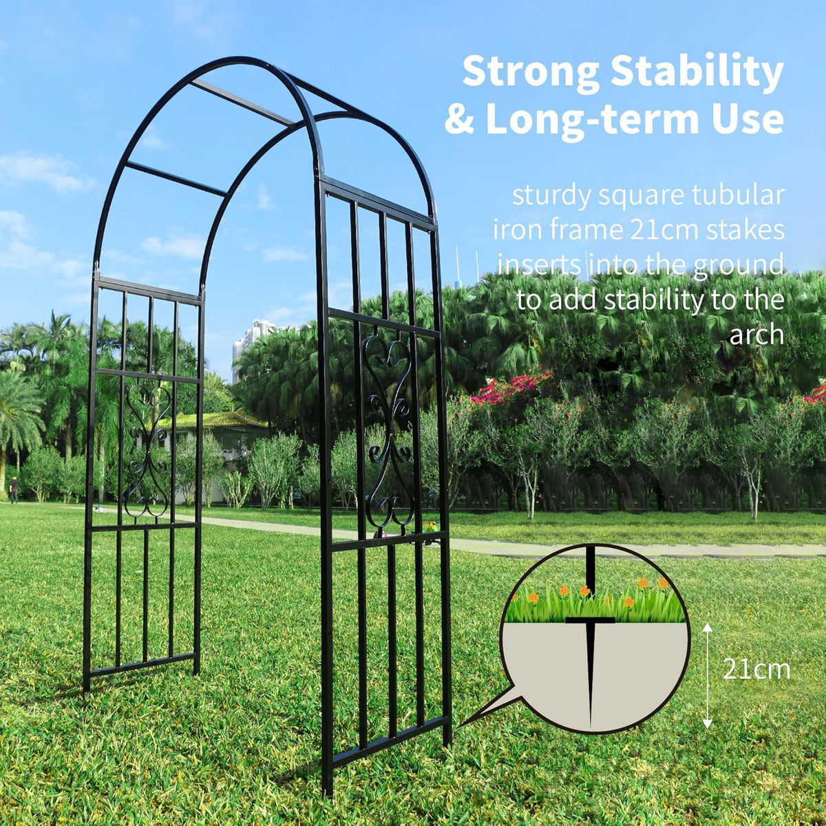 SCENDOR 45" B x 83" H Tuin priëlen, gebogen metalen duurzame ijzeren trellis planten staan gebruik voor buiten tuin prieel klimplanten bruiloft bogen ceremonie