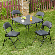 Klapstoel - Vouwstoel - Eettafelstoelen - Set van 2 - Opklapbare Stoelen - Draagbare - Makkelijk  Opbergbare - met Metalen Frame  - voor Binnen - Buiten - Kantoor - Kamperen - Vinyl - 46 x 46 x 75 cm - Zwart