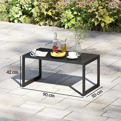 Outsunny Garden Table with Aluminium Table for Balcony, Patio, 90 x 50 x 42 cm, Black - QUORE