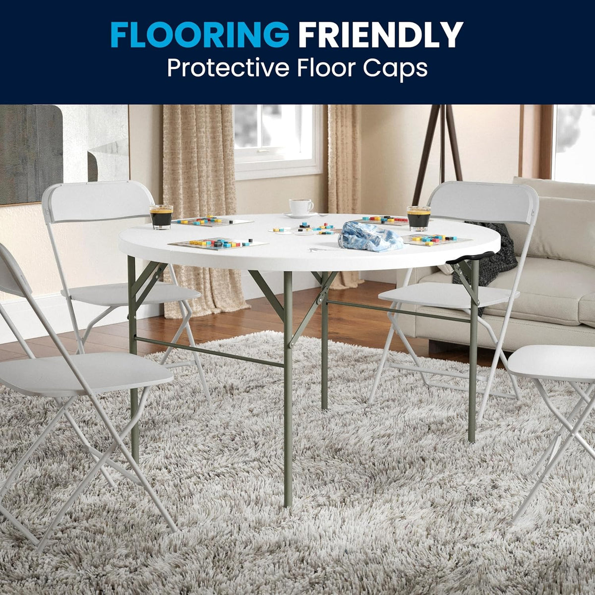 Flash Furniture 121,72 cm ronde dubbele opvouwbare graniet witte klaptafel van kunststof