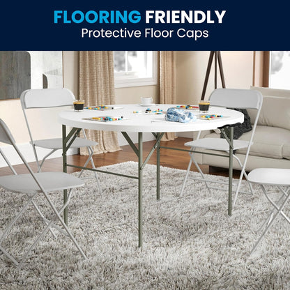 Flash Furniture 121,72 cm ronde dubbele opvouwbare graniet witte klaptafel van kunststof