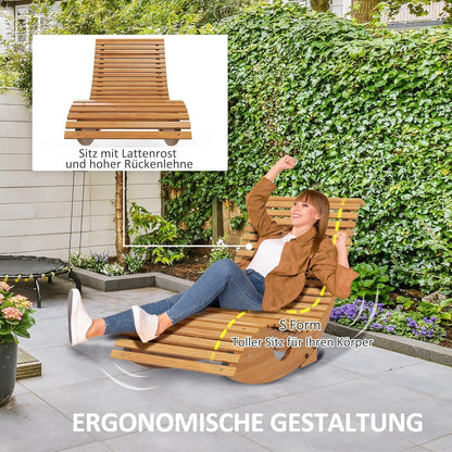 Schommelstoel – Schaukelliege – Tuinstoel – Relaxfauteuil – Loungestoel – Ergonomisch S-vormig Ontwerp – Hoogwaardig Teakhout 130x60x60 cm