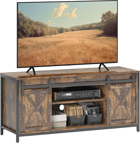 HOMCOM TV Lowboard TV Bench TV Cabinet Industrial Design TV Cabinet with Shelf for TV up to 60 Inch Steel Brown+Black 120 x 40 x 54 cm - QUORE