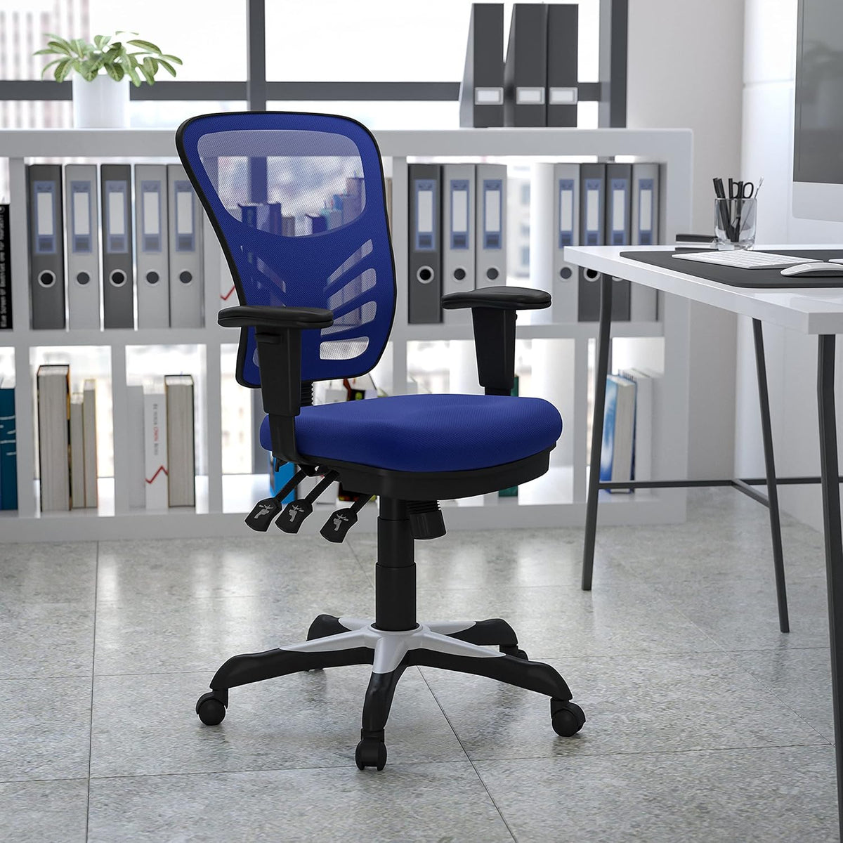 Flash Furniture Bureaustoel, metaal, blauw, 69 x 65 x 112 cm