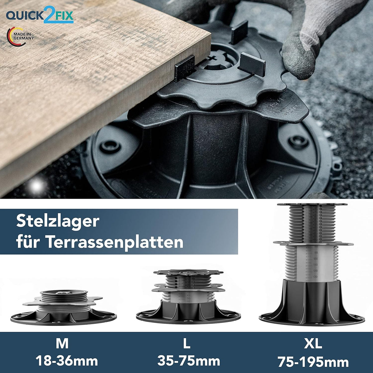 Plaatlager/stellager in hoogte verstelbaar 18-36 mm (maat M) - voegenkruis | 36 stk.)