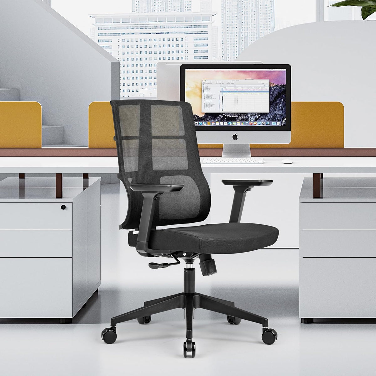 hjh OFFICE 810025 professionele bureaustoel Spinio stof zwart kantoor draaistoel met netrug, rugleuning in hoogte verstelbaar