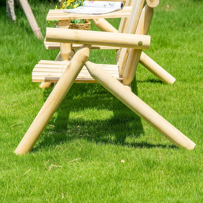 Outsunny Garden Bench with Table, Garden Furniture, Sofa, 2 Chairs, Solid Wood, Natural, 157 x 88 x 103 cm - QUORE
