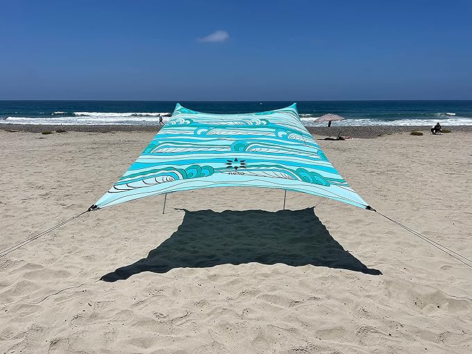 Neso Tents Strandtent met zandanker, draagbare luifel, zonnescherm, 2,1 x 2,1 meter, gepatenteerde versterkte hoeken (Swells)