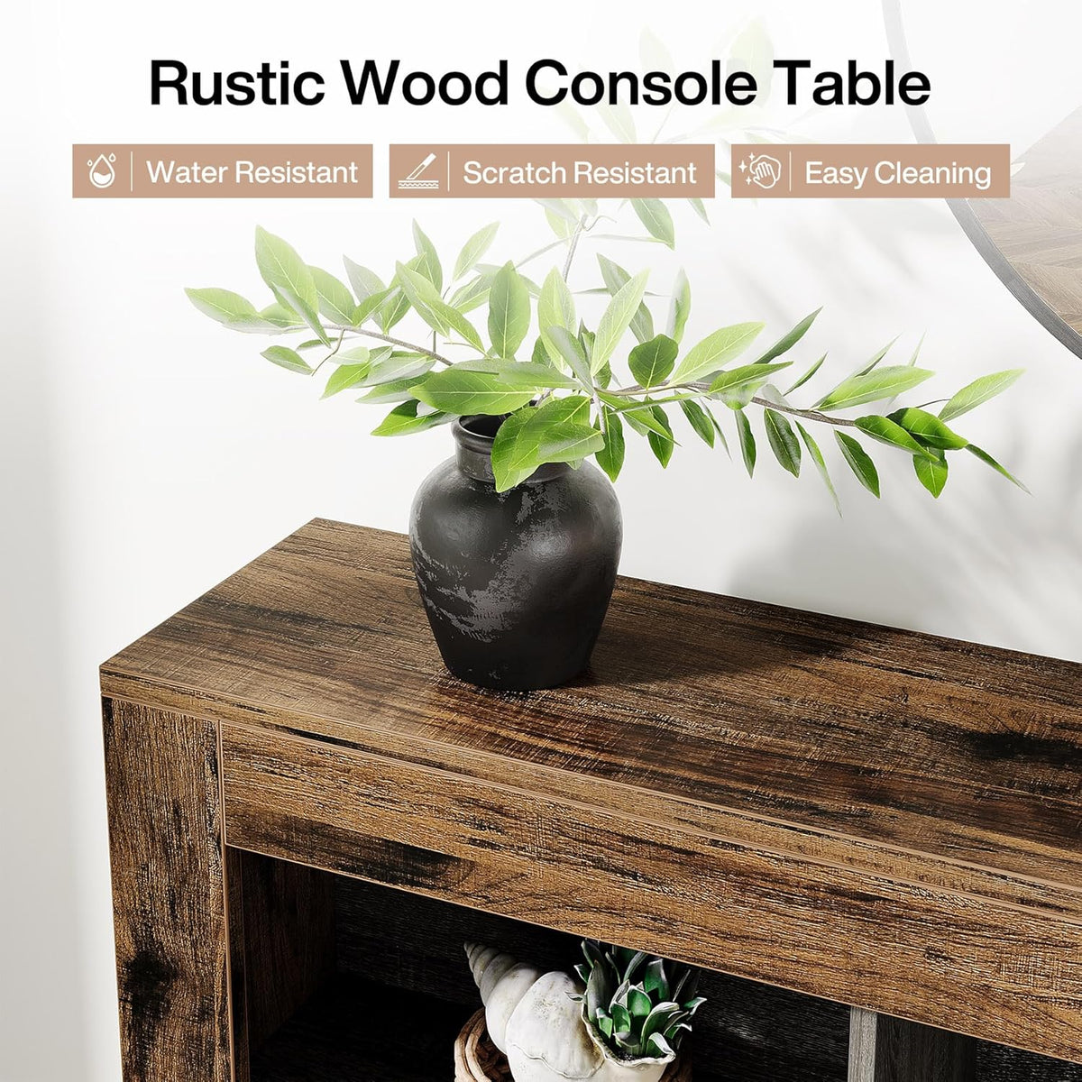 Tribesigns Console Table, 160 x 30 x 80 cm, Side Table, Hallway Table, Rustic Entrance Table Made of Wood, with 6 Storage Cubes for Entrance, Hallway, Living Room, Vintage Brown