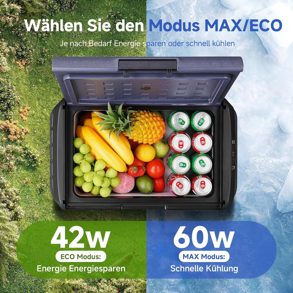 AAOBOSI Koelboxer 25L: Camping Koelkast 12v 240v, -20°C tot 20°C Compressor 12v Koelvriescombinatie voor Camper, Auto, Vrachtwagen, Boot, Camper, Reizen, Picknick