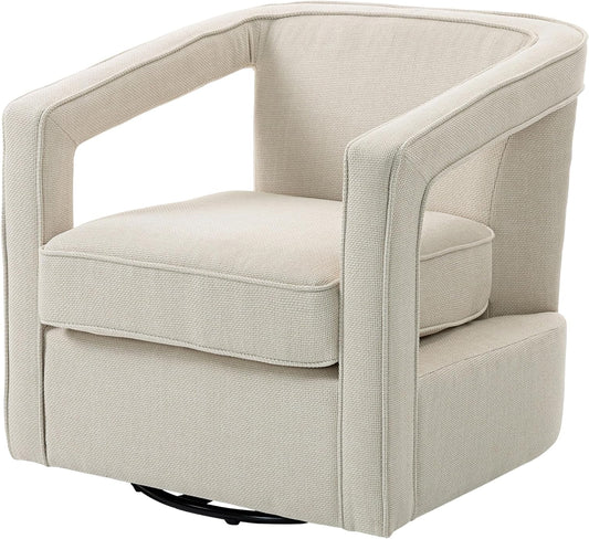 Draaifauteuil – Relaxstoel – Loungechair – Fauteuil – Armstoel – 360° Draaibare Voet – Ademend Linnenlook Bekleed – Comfortabele Zitting 55 cm Breed