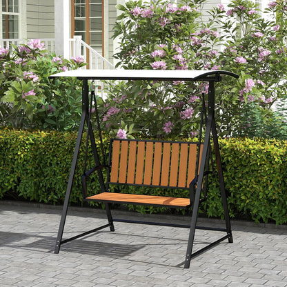 Outsunny Hollywoodschaukel mit verstellbarem Sonnendach, 2-Sitzer Gartenschaukel, wetterfest Schaukelbank belastbar bis 240kg, Gartenliege für Garten, Terrasse, 142 x 112 x 162cm, Schwarz