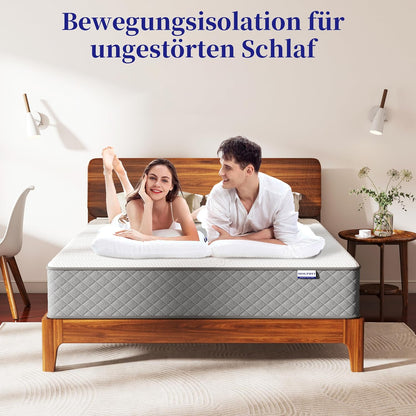 Small Double Matras Hybride Pocket Spring Memory Foam matras Duurzaam en Huidvriendelijk Individueel Verpakt Spoel Matras Klein Dubbel Bed Medium Stevig 120 x 200 x 25 cm