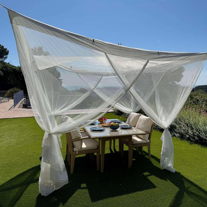 Muskietennet voor Patio 3 x 3 M | Zeer Grote Maten & Stof Ontworpen voor Buiten | Insectenhuis Schermgaas voor Prieel, Veranda & Tuin Terras | Witte Buitenoverkapping Insectenbescherming