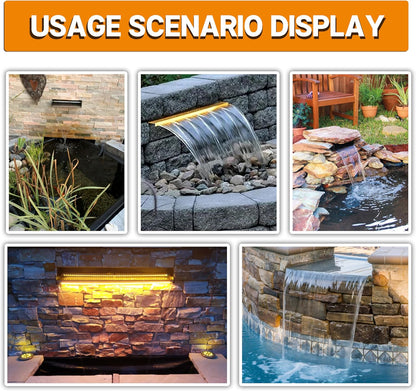 Vijver waterval Blade Kit, 90 cm RVS Zwembad Fontein met Accessoires, Breedte 15 cm Spillway Water Feature Waterval Cascade voor Tuin Patio Vijver Decoratie