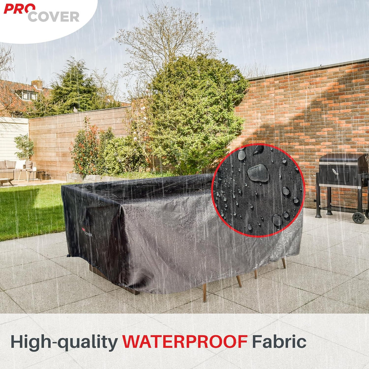 Premium hoes voor buitenmeubels: Duurzame en waterdichte stof met PVC-coating. Dik, duurzaam, ideaal voor tafel, loungeset, meubels, patio. Beschermzeil. (350 x 350 x 70 cm)
