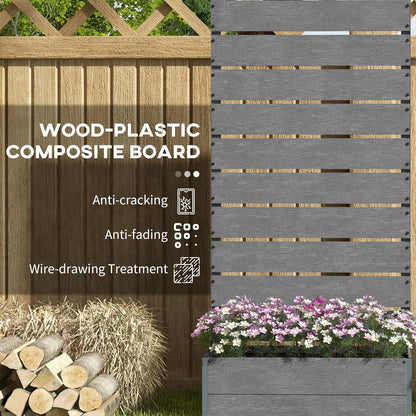 Outsunny Garden Planter with Trellis for Climbing Plants Vine Flowers Freestanding Raised Bed for Garden Outdoor Patio Planter with Drain Grit, 72x38x150cm, Dark Grey - QUORE