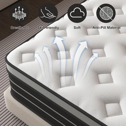 Matras 120 x 200 cm boxspring hardheid H3, geschikt voor kinderen en volwassenen, Öko-Tex gecertificeerd, ergonomisch matras met 7 zones, hoogte 20 cm