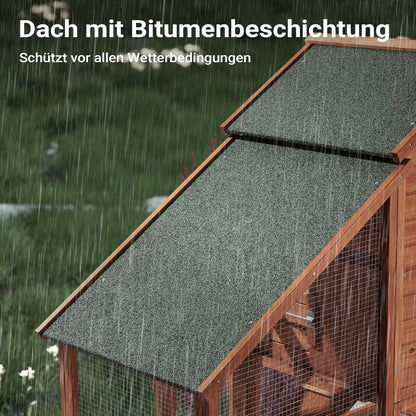 Chicken coop freeway and nesting box, spruce wood, 1720x660x1200mm, galvanized grid, excrement tray - QUORE