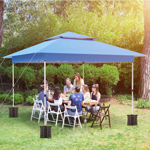 Paviljoen - Tuinpaviljoen - Partytent - Tuintent - Pop-up Kliksysteem - met 4 Muggennet Zijpanelen - Roldraagtas - Waterdicht - Stabiel - Dubbel Dak - UV-bescherming 50+ - 4 Zandzakken - voor Patio - Markt - Camping - 3.6 x 3.6 m - Blauw