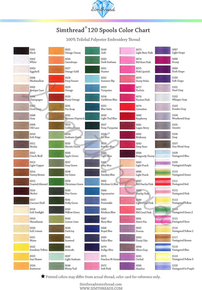 Simthread 120 Madeira Kleuren Polyester Machine Borduurgaren Kit 550Y (500M) Vergelijkbaar met Madeira en Robinson-Anton Kleuren 40 Gewicht voor Thuis Borduurwerk Naaimachines
