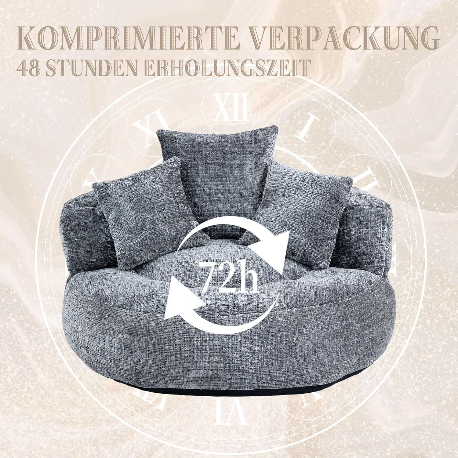 Lazy Sofa Durable Comfort Lounger High Back Bean Bag with Three Cushions for Adults and Children, Indoor & Outdoor, Single Gaming Sofa, Chair for Bedroom, Office - QUORE