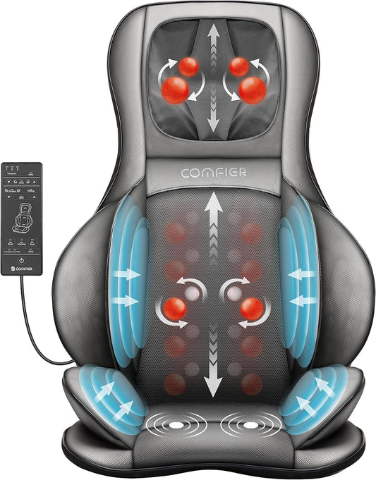 Massagestoelkussen – Massagekussen – Shiatsu Stoelkussen – Rugmassager – Nekmassagekussen – Verstelbare Nekmassage – Warmtefunctie Met 3 Massagezones