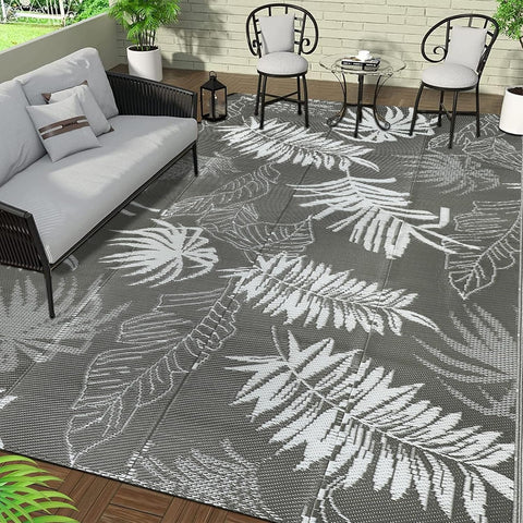 Buiten Vloerkleed - Buitenkleden - Buitentapijt - Opvouwbaar - UV-bestendig - Waterdicht - Buitenmatten - voor Buiten - Balkon - Strand - Picknick -Terras - Rechthoekig - 180 x 270 cm - Grijs