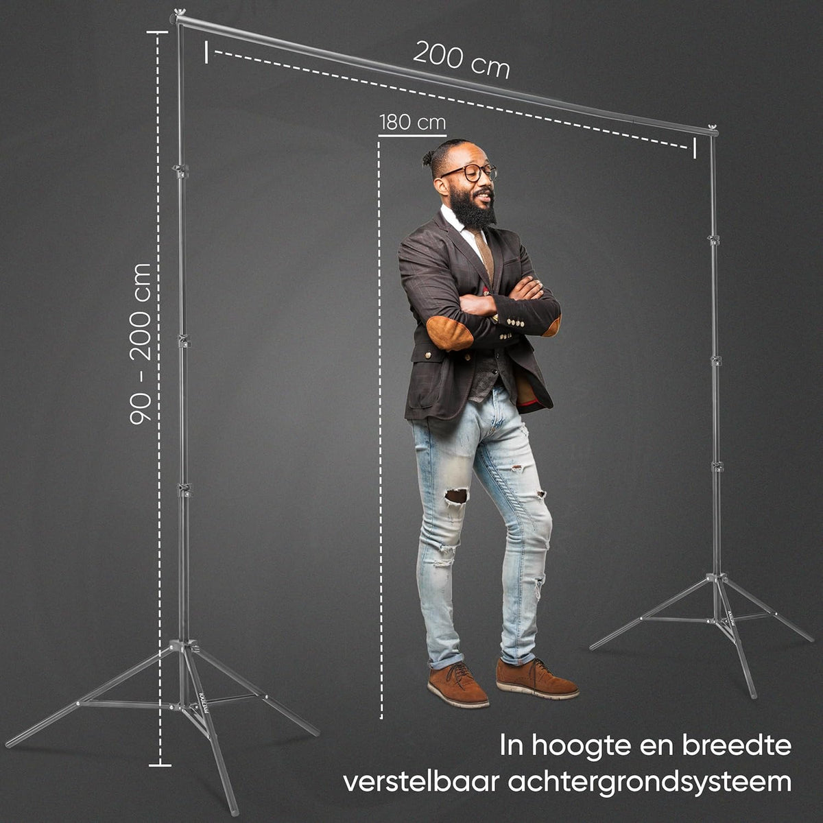 Green Screen – Fotostudio Set – Achtergrondsysteem – Achtergronddoek – Studio Achtergrond – 1,8 X 2,8 M Met Verstelbaar 2 X 2 M Achtergrondsysteem – Inclusief Wit En Zwart Achtergronddoek, Softboxen En Dimbare LED Lampen