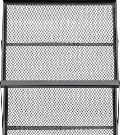 4 Layer A3 Folder Foldable Magazine Stand Display Modern Literature Stand Floor Setup Catalog Racks with Non-Slip Feet for Office Scholarships Schools Black 46 x 37 x 132 - QUORE