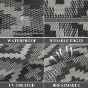Buiten Vloerkleed - Buitenkleden - Buitentapijt - Opvouwbaar - UV-bestendig - Waterdicht - Buitenmatten - voor Buiten - Balkon - Strand - Picknick -Terras - Rechthoekig - 240 x 300 cm - Zwart/Grijs